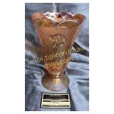 Carnival iris and herringbone vase