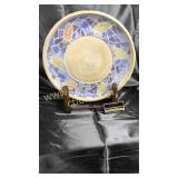 Large pottery platter with easel