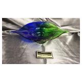 Blue abs green unusual art glass bowl