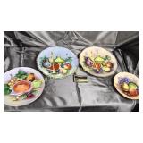 4 hand painted fruit plates