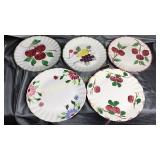 5 blue ridge hand painted plates