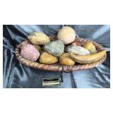 Terra-cotta bowl with fruit on stand