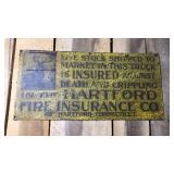 Old embossed Hartford insurance sign 23.5x11.25h