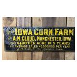 Iowa corn farm Metal embossed sign 28x9.5h