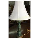 Green wooden lamp 27in