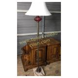 Floor lamp with cranberry glass