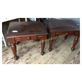 Pair of cherry end tables with drawers