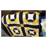 Black and gold hand done quilt