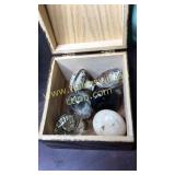 Wood box with old door knobs