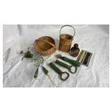 Mini green handle utensils, butter mold and split