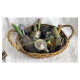 Basket of vintage kitchen utensils some wood