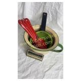 Enamel ware pots and spoons