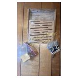 Vintage washboard with old soaps