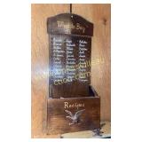 Vintage wooden grocery list and recipe holder