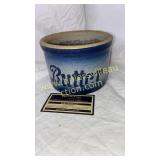 Blue salt glaze butter crock