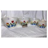 Fire king tulip 4 bowl set
