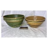 2 old stoneware bowls both are cracked