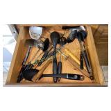 Drawer of kitchen utensils