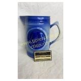 Blue bird stoneware pitcher