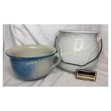 2 ironstone chamber pots