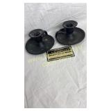 Pair Cast iron candle holders
