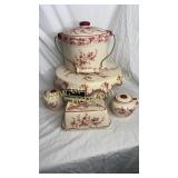 Modern floral cake stand, shakers, butter saver