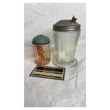 Vintage sugar jar and pink toothpick holder