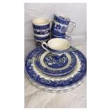 Old Myott Blue willow and unmarked mugs 10pcs