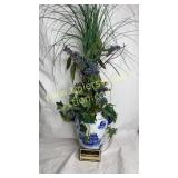 Blue and white urn with arrangement