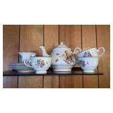 Teapot and cups and saucers
