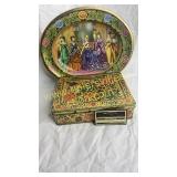 Vintage tin tray and box