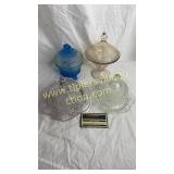 4 butter dishes and candy dishes- largest butter