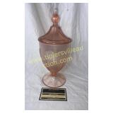 Fenton pink iridescent candy dish