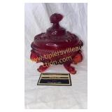 Westmoreland amberina argonaut candy dish