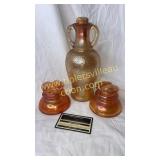 Carnival marigold insulators and bottle