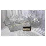 Heavy crystal square bowl and basket