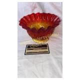 Amberina daisy and button ruffle bowl