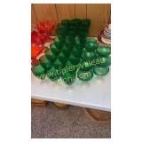 Forest green and clear stemware set 35pcs