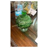 Green moon and stars candy dish small chip in lid