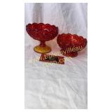 Amberina moon and star candy stand and dish bases