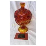 Moon and star amberina candy stand with chips on