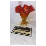 Small amberina hobnail bud vase