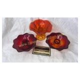 Amberina and orange candle holders