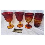 4 amberina goblets and tumbler