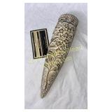 Gold and white pottery wall pocket
