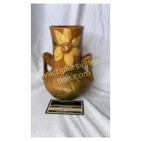 Roseville clematis brown double handle vase 106-7