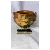 Roseville clematis brown double handle bowl 667-4