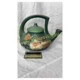 Roseville green magnolia teapot