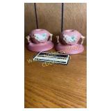 Roseville pink apple blossom candle holders