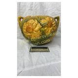 Roseville peony yellow double handle bowl 427-6